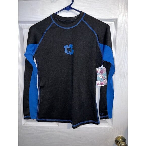 NWT BURNSIDE Rash Guard Fitted Black Sun Protection Surf Long Sleeve - Picture 2 of 6